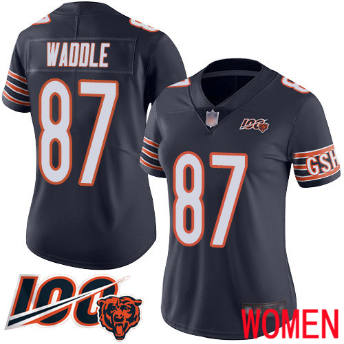 Chicago Bears Limited Navy Blue Women Tom Waddle Home Jersey NFL Football #87 100th Season->chicago bears->NFL Jersey